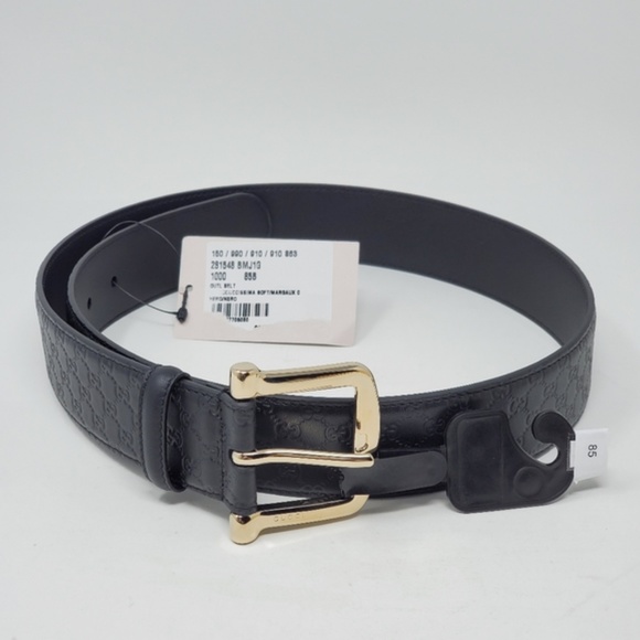 Auth Gucci Guccissima Black Buckle Belt 85 - Picture 2 of 7